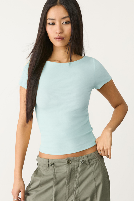 Kayık Yaka Basic Ultra Soft %100 Pamuk Kısa Kol Body