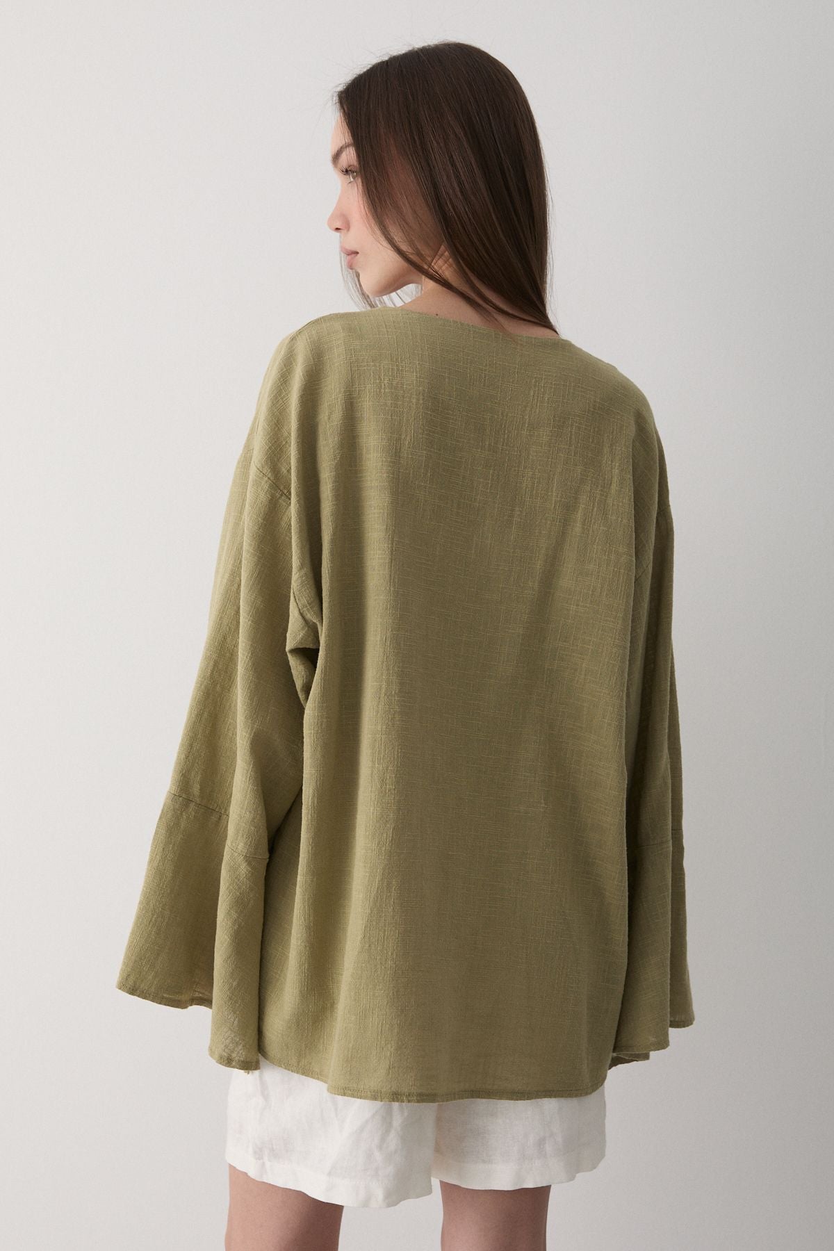 Çift Bağlamalı Keten Kimino