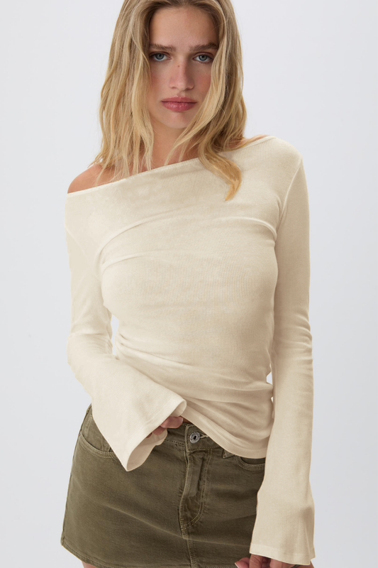 Çan kollu %100 Pamuk basic tişört Bluz