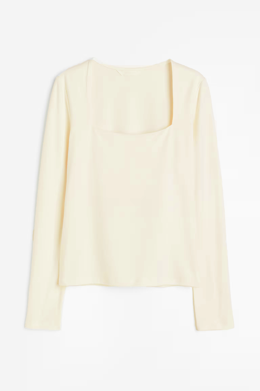 Kare Yaka Basic Ultra Soft %95 Pamuk Uzun Kol Bluz