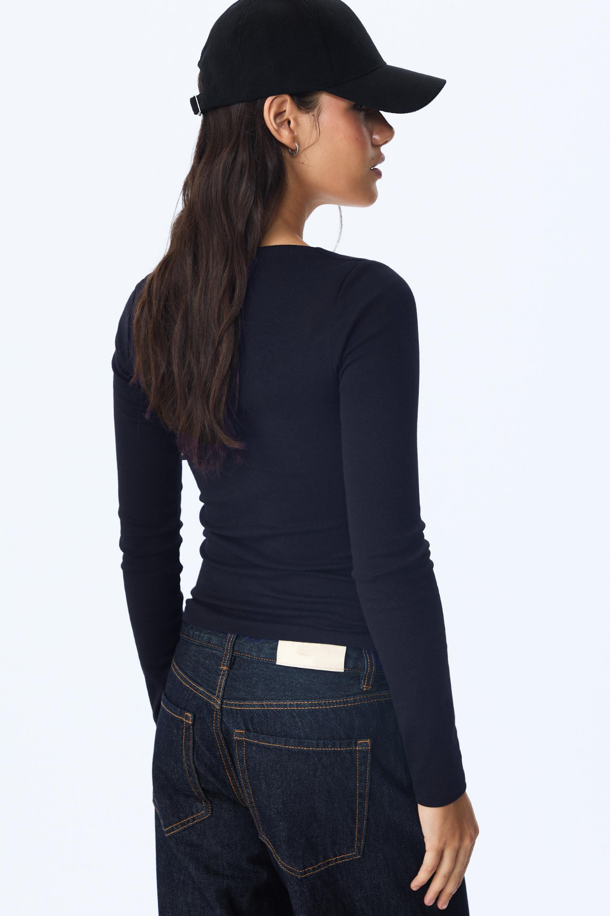 Kadın Antrasit Kare Yaka %95 Pamuk Uzun Kol Bluz