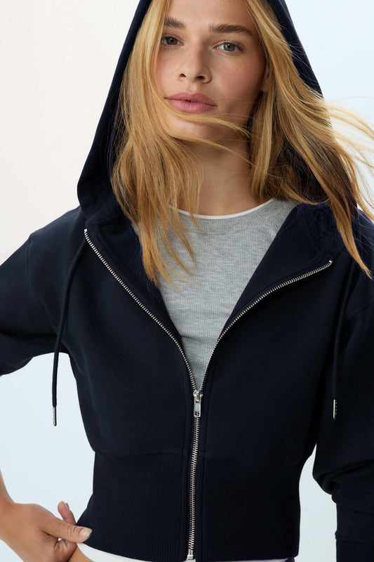 Kadın Kapüşonlu Fermuarlı Sweatshirt