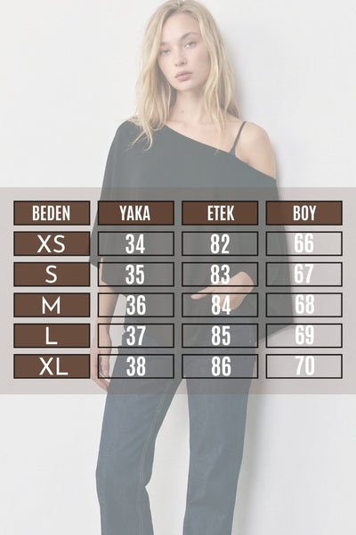 Kadın Panço Omuz Dekolteli %97 Pamuk Kumaşlı Bluz