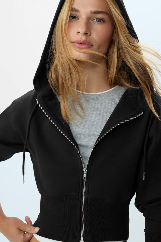 Kadın Kapüşonlu Fermuarlı Sweatshirt