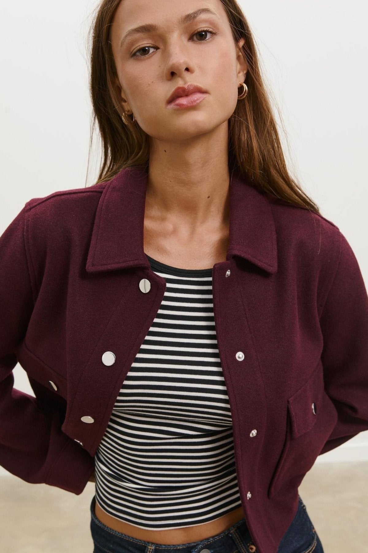 Siyah Çizgili %100 Pamuk Bisiklet Yaka Uzun Kol Bluz