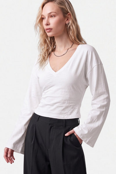Turkuaz V Yaka Yarasa Kollu %97 Pamuk T-Shirt